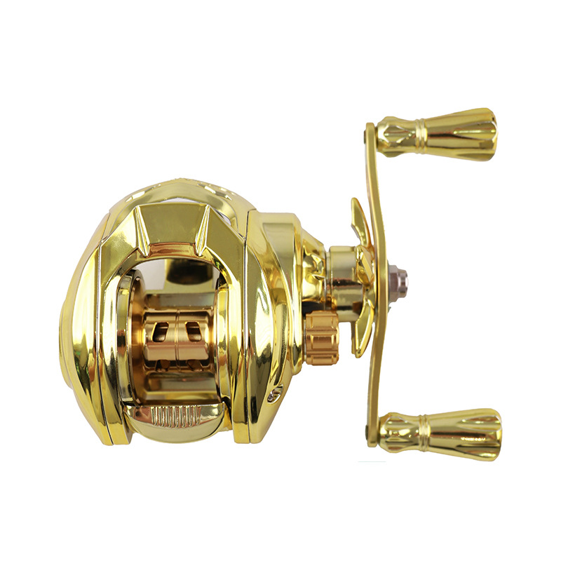 Ice Fishing Line - Carretilha de Pesca de Metal Dourado